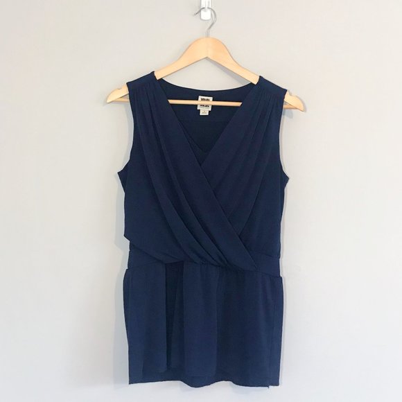 🌿 Anne Klein | Navy Wrap Front Top - Picture 1 of 4